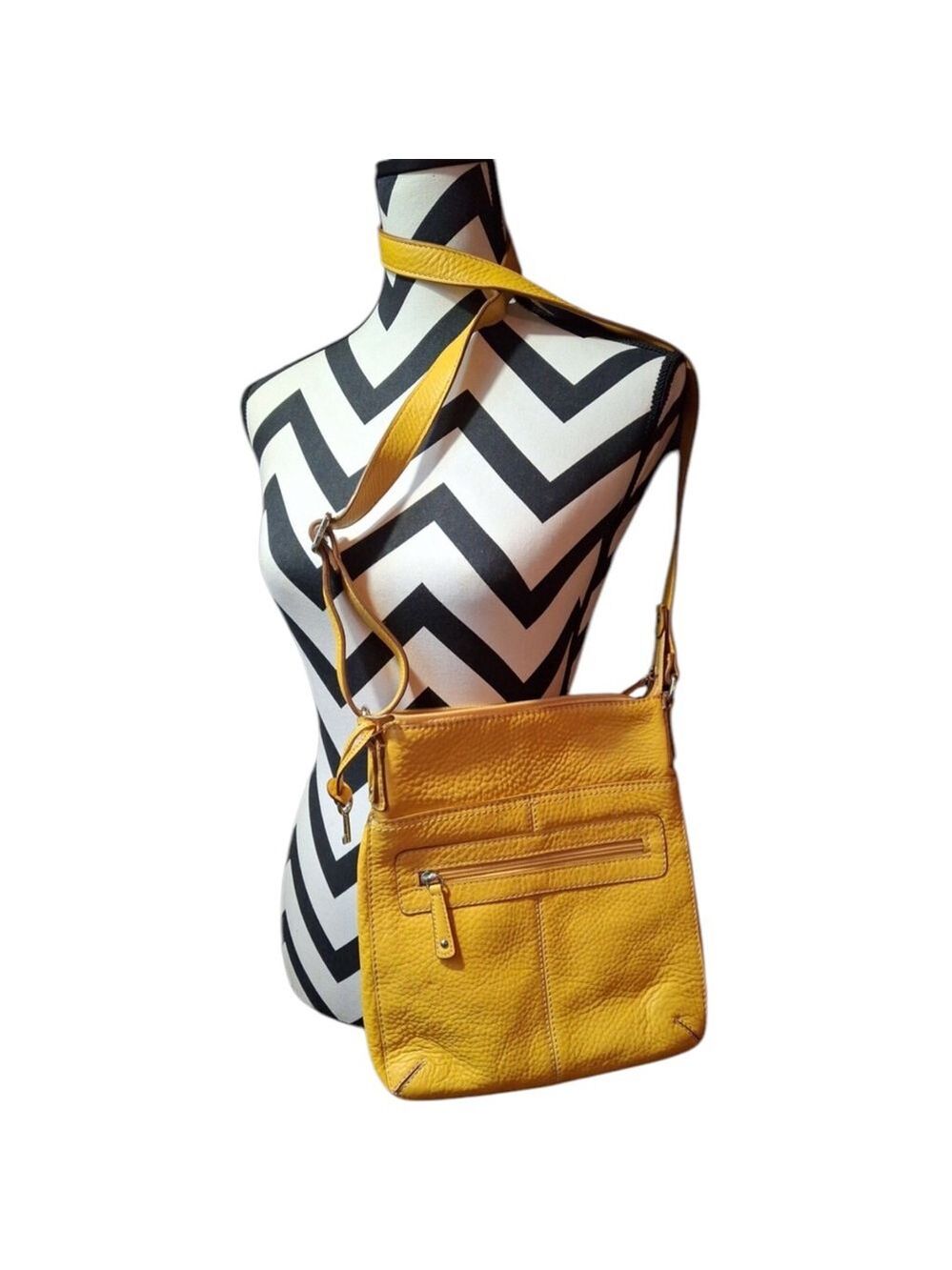 Fossil Yellow Leather Crossbody Bag
